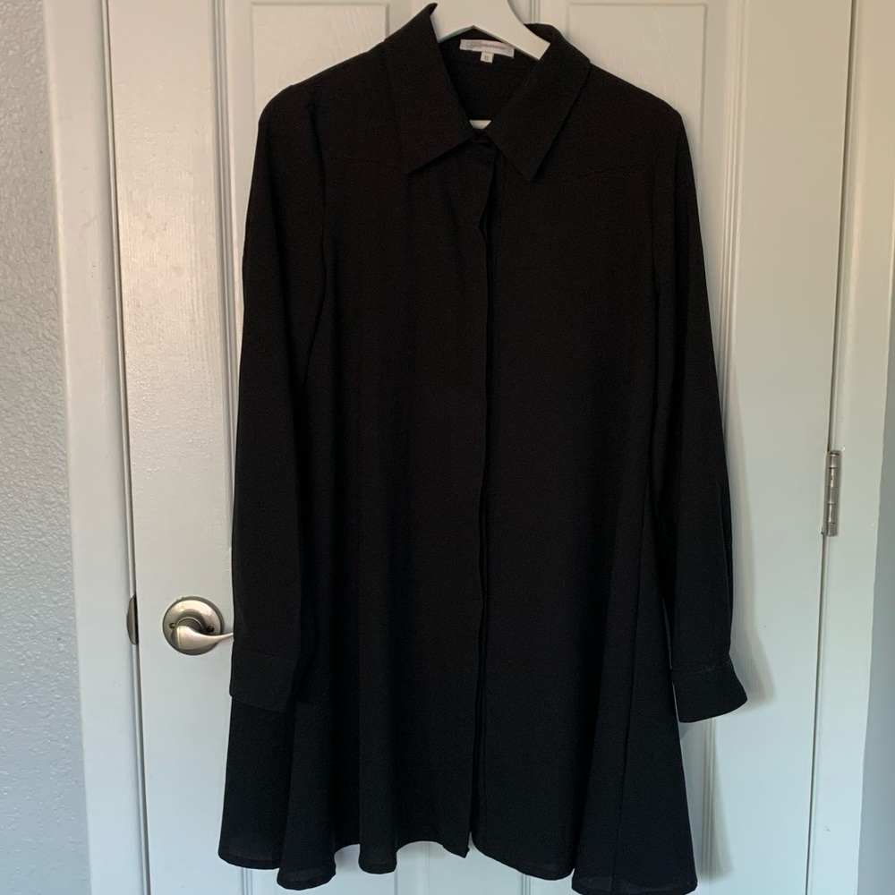 Glamorous Black Polyester Button Down Dress